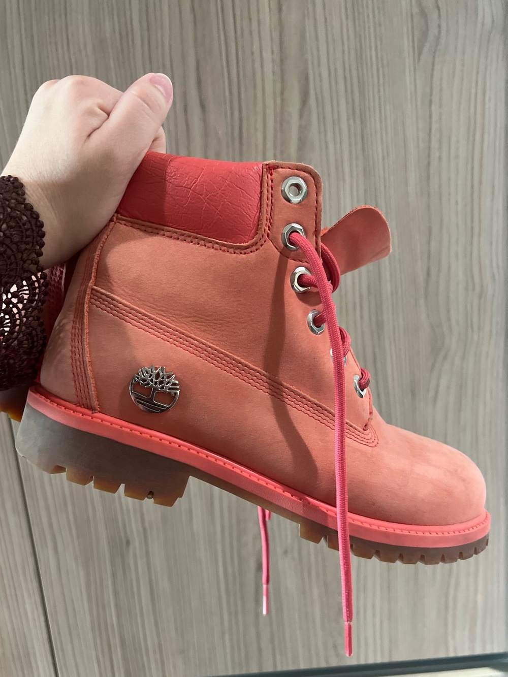 Timberland Coral Pink Lace-Up Boot